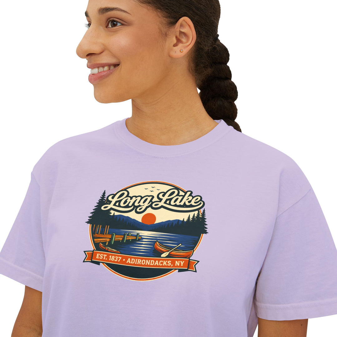 Long Lake Sunset Ladies Boxy Tee