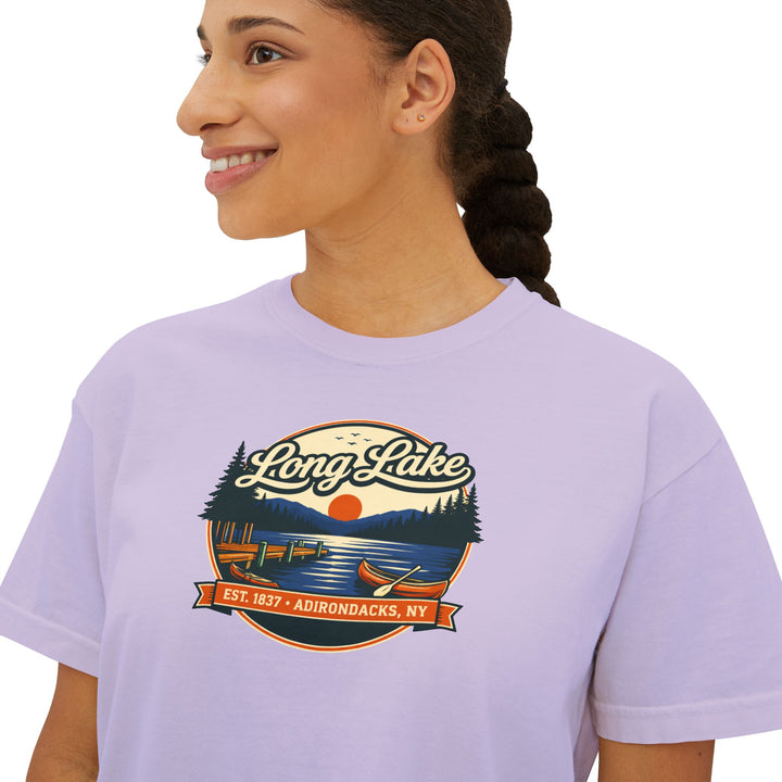 Long Lake Sunset Ladies Boxy Tee