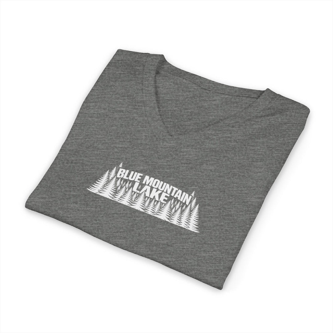 Blue Mountain Lake Trees Unisex V-Neck T-Shirt