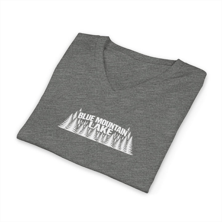 Blue Mountain Lake Trees Unisex V-Neck T-Shirt