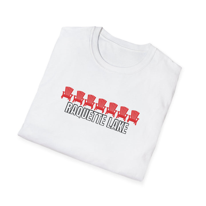 Raquette Lake Unisex T-Shirt - Red Chairs