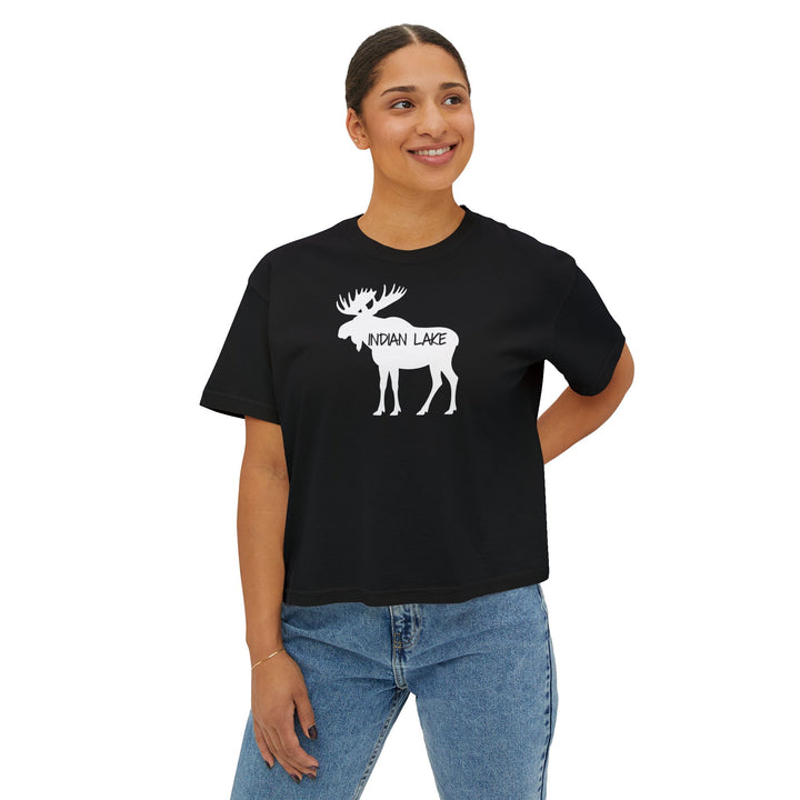 Indian Lake Ladies Boxy Tee - Moose