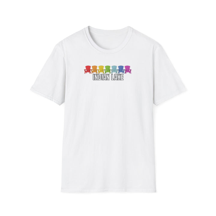 Indian Lake Unisex T-Shirt - Rainbow Chairs