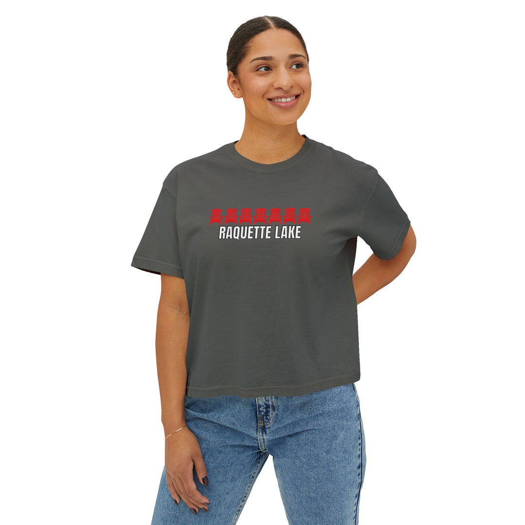 Raquette Lake Ladies Boxy Tee - Red Chairs