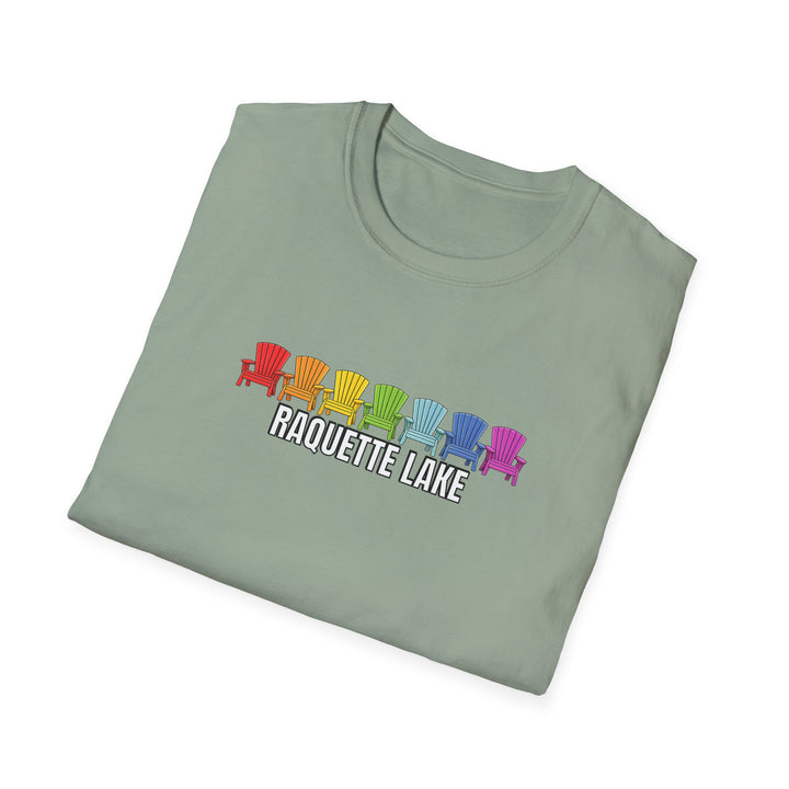 Raquette Lake Unisex T-Shirt - Rainbow Chairs