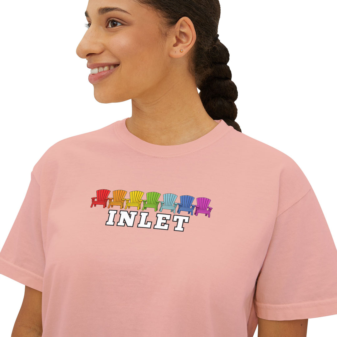 Inlet Ladies Boxy Tee - Rainbow Chairs