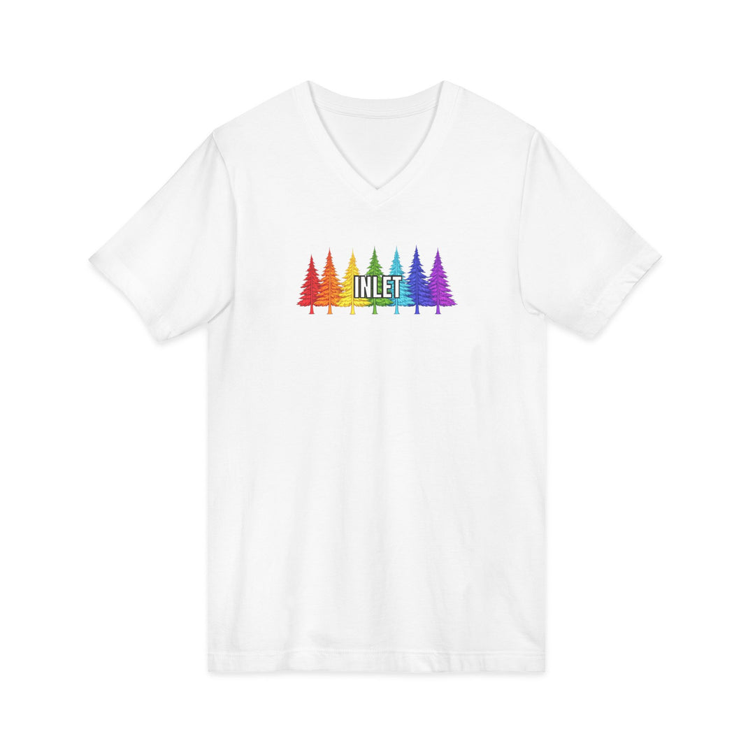 Inlet Unisex V-Neck T-Shirt - Rainbow Trees