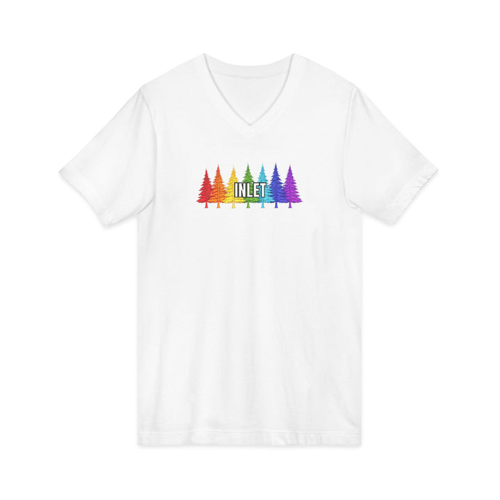 Inlet Unisex V-Neck T-Shirt - Rainbow Trees