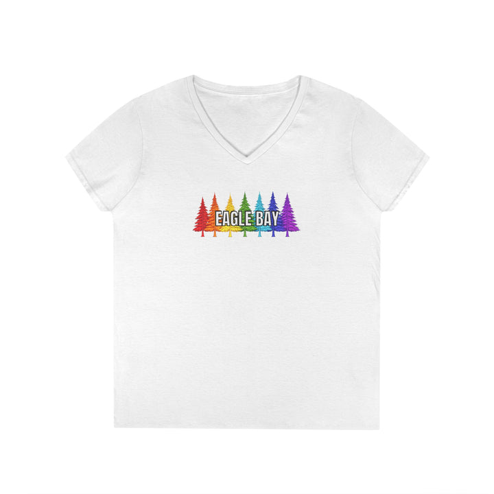Eagle Bay Ladies V-Neck T-Shirt - Rainbow Trees