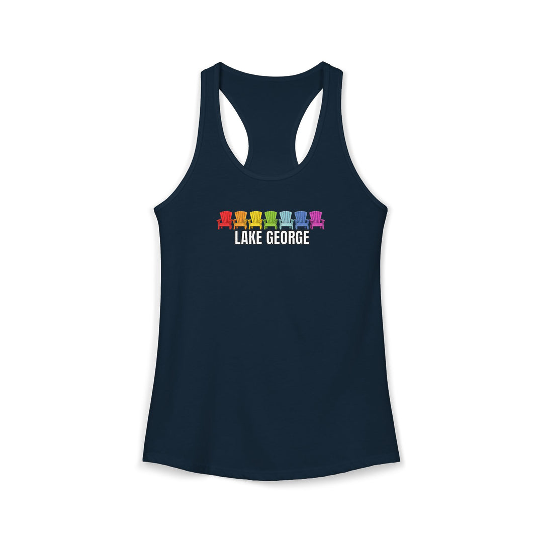 Lake George Rainbow Chairs Racerback Tank