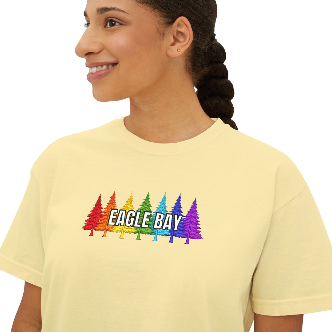 Eagle Bay Ladies Boxy Tee - Rainbow Trees