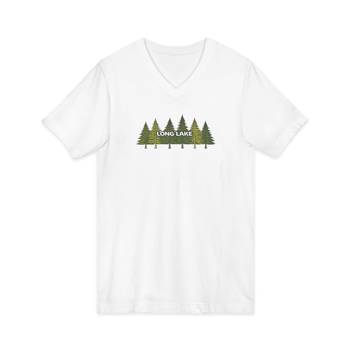 Long Lake Pine Trees Unisex V-Neck T-Shirt