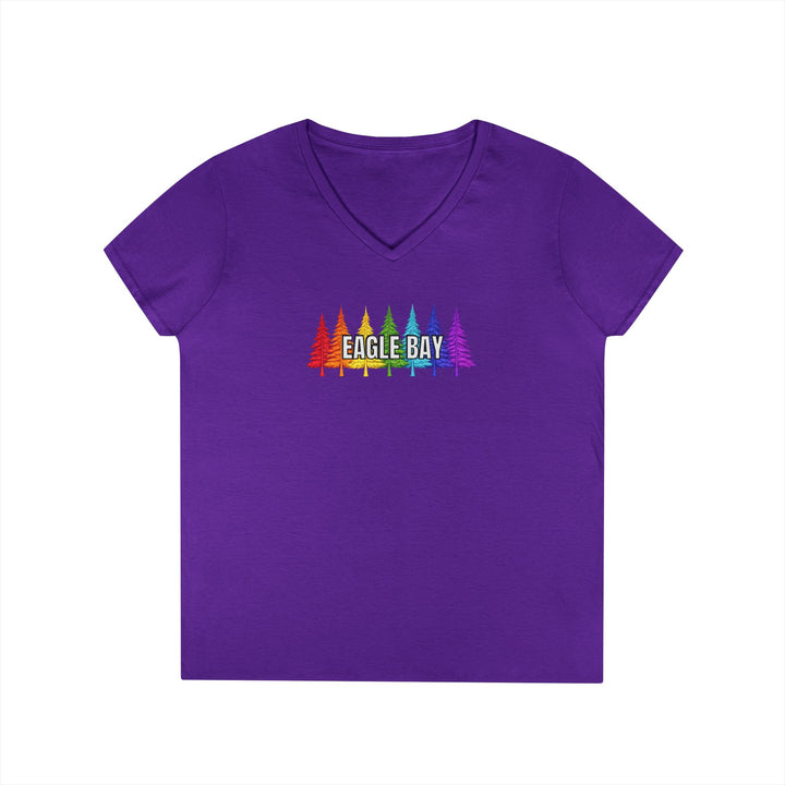 Eagle Bay Ladies V-Neck T-Shirt - Rainbow Trees