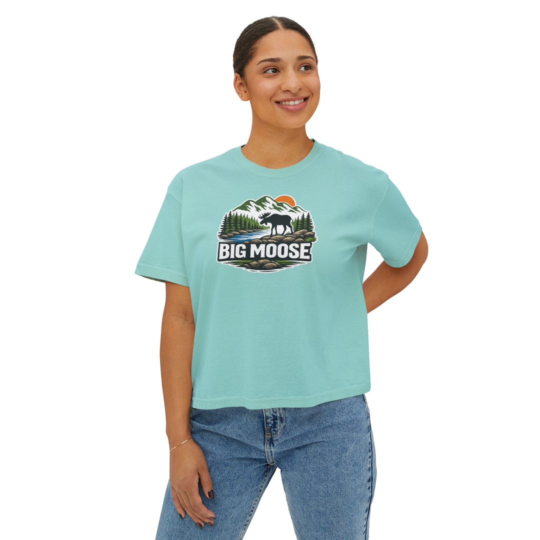 Big Moose Sunset Ladies Boxy Tee