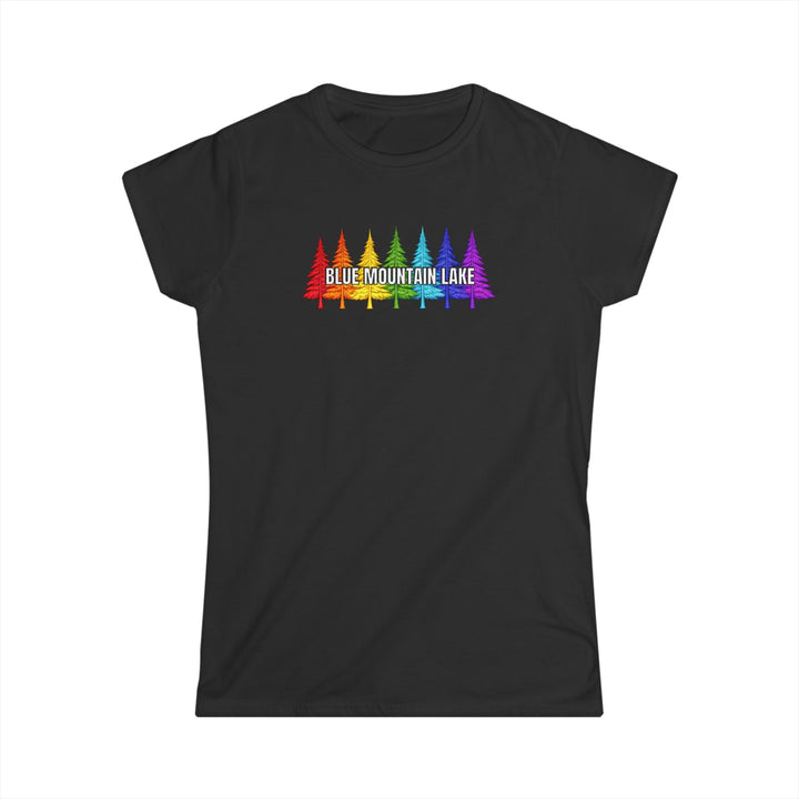 Blue Mountain Lake Rainbow Trees Ladies Tee