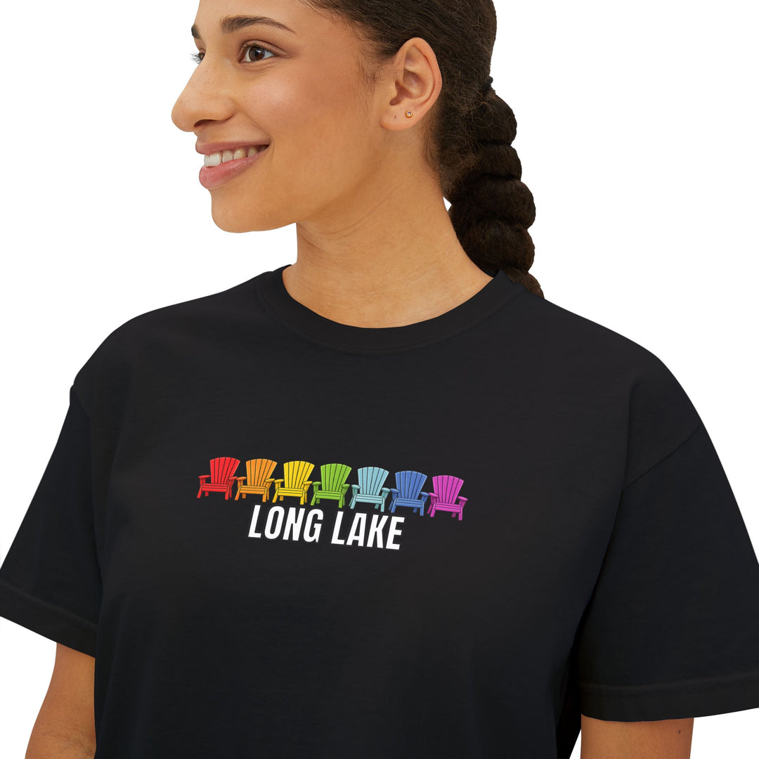 Long Lake Rainbow Chairs Ladies Boxy Tee