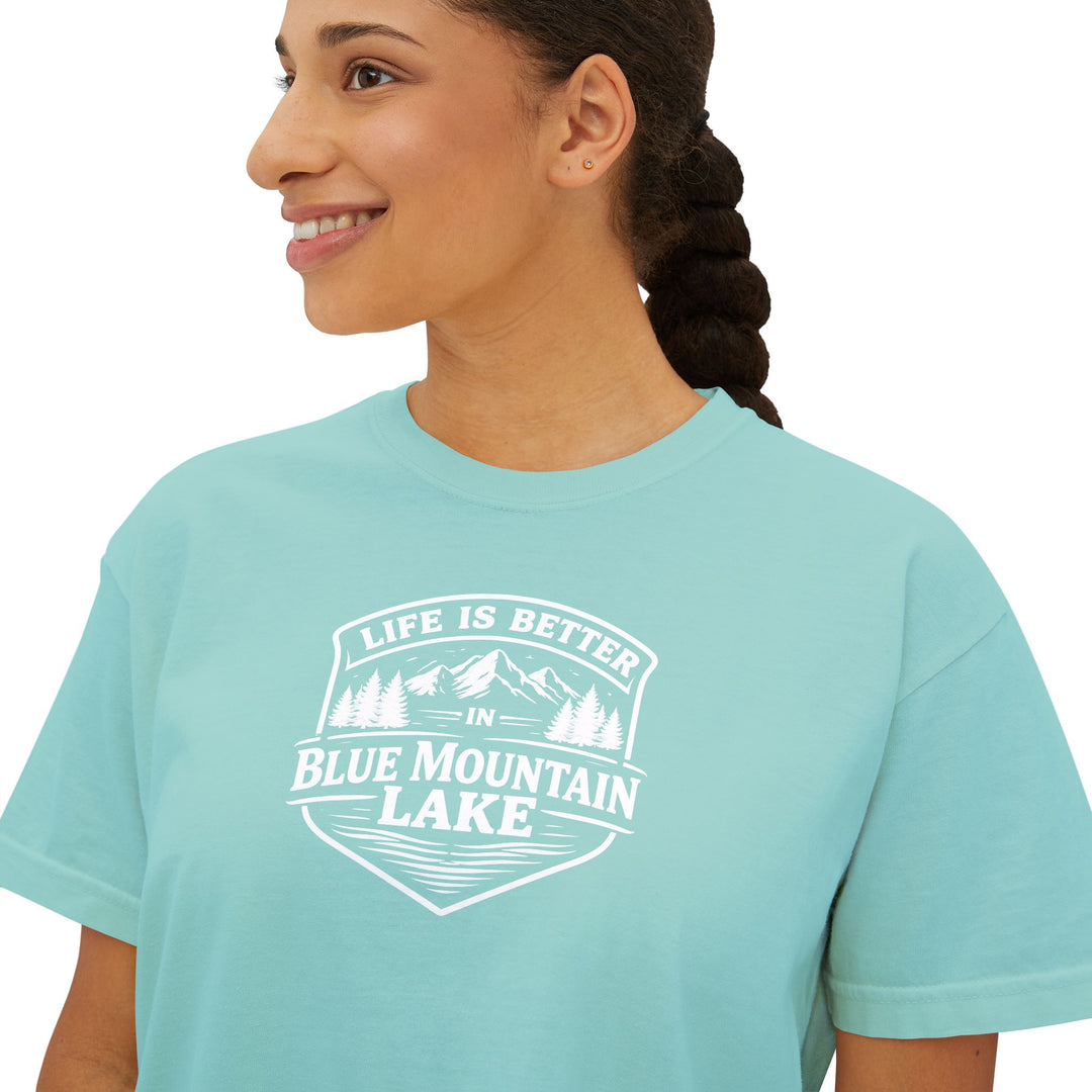 Lie is Better in Blue Mountain Lake Ladies Boxy Tee