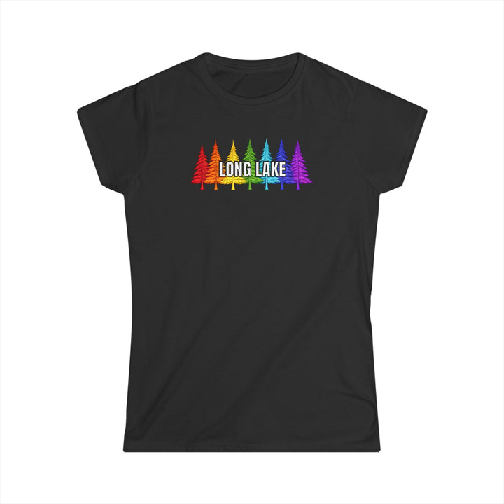 Long Lake Rainbow Trees Ladies Tee