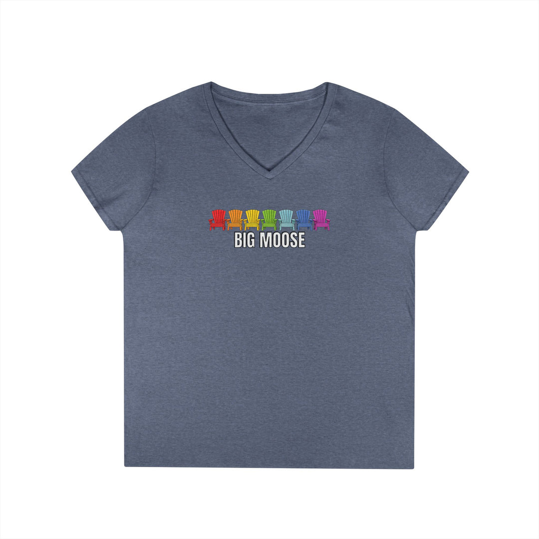 Big Moose Rainbow Chairs Ladies V-Neck T-Shirt