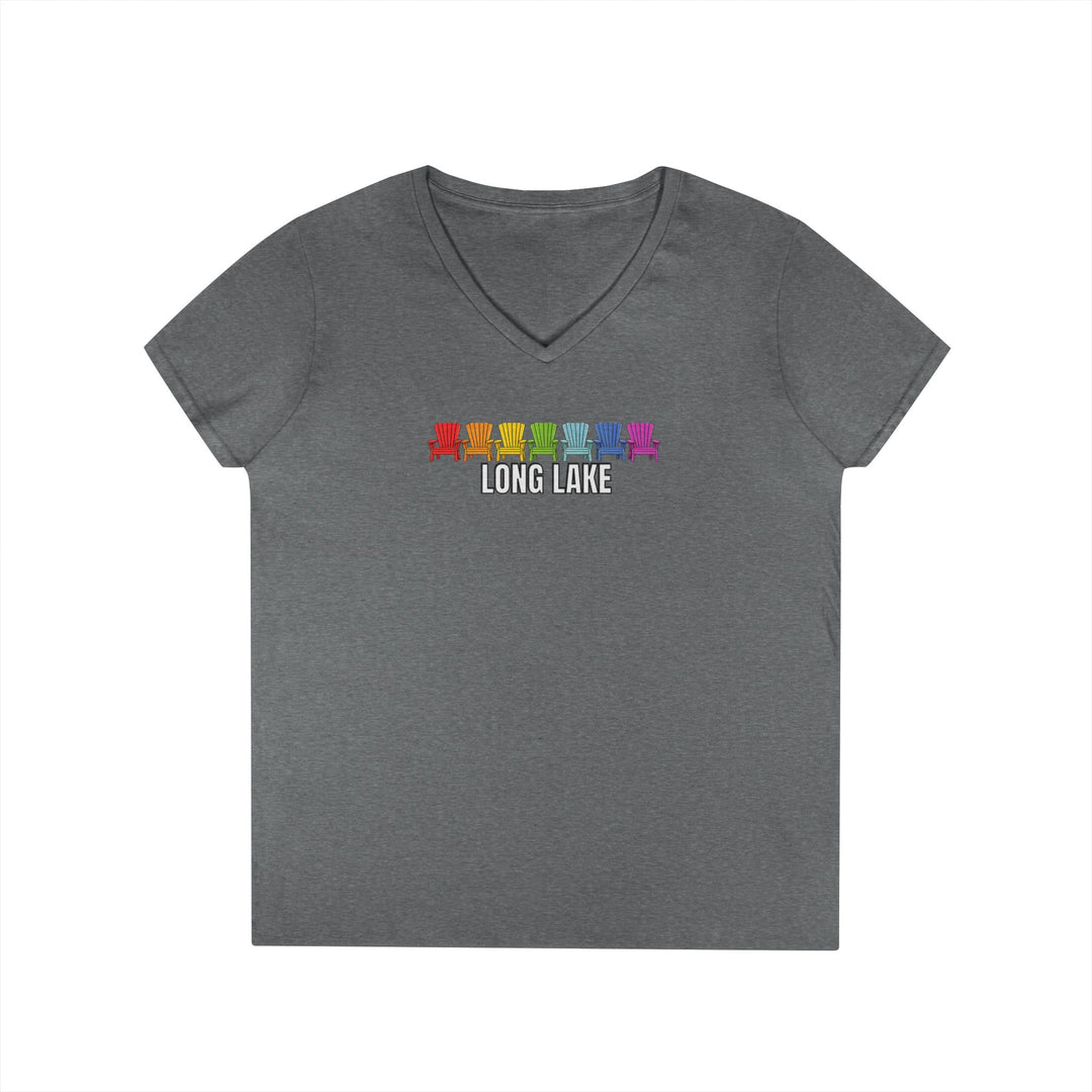 Long Lake Rainbow Chairs  Ladies V-Neck T-Shirt