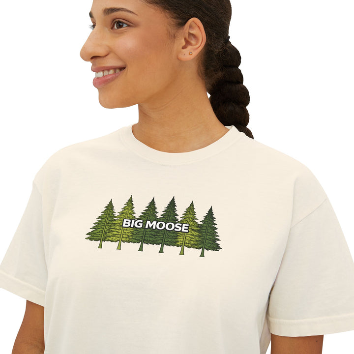 Big Moose Pine Tree Ladies Boxy Tee
