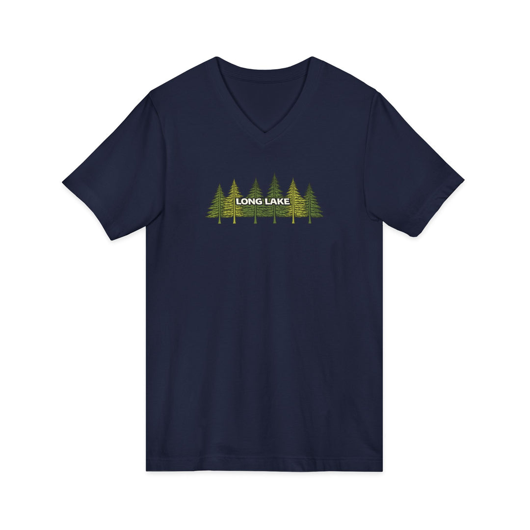 Long Lake Pine Trees Unisex V-Neck T-Shirt