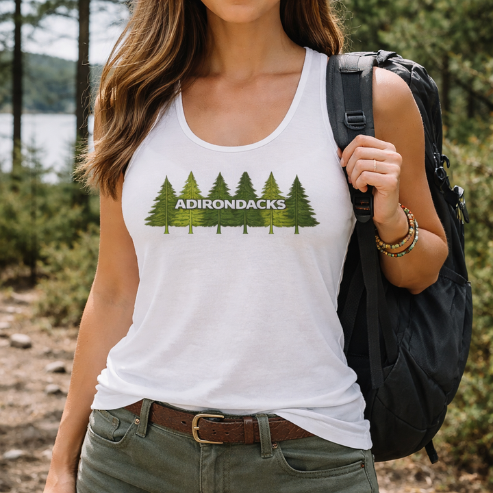 Adirondack Pine Trees Ladies Racerback