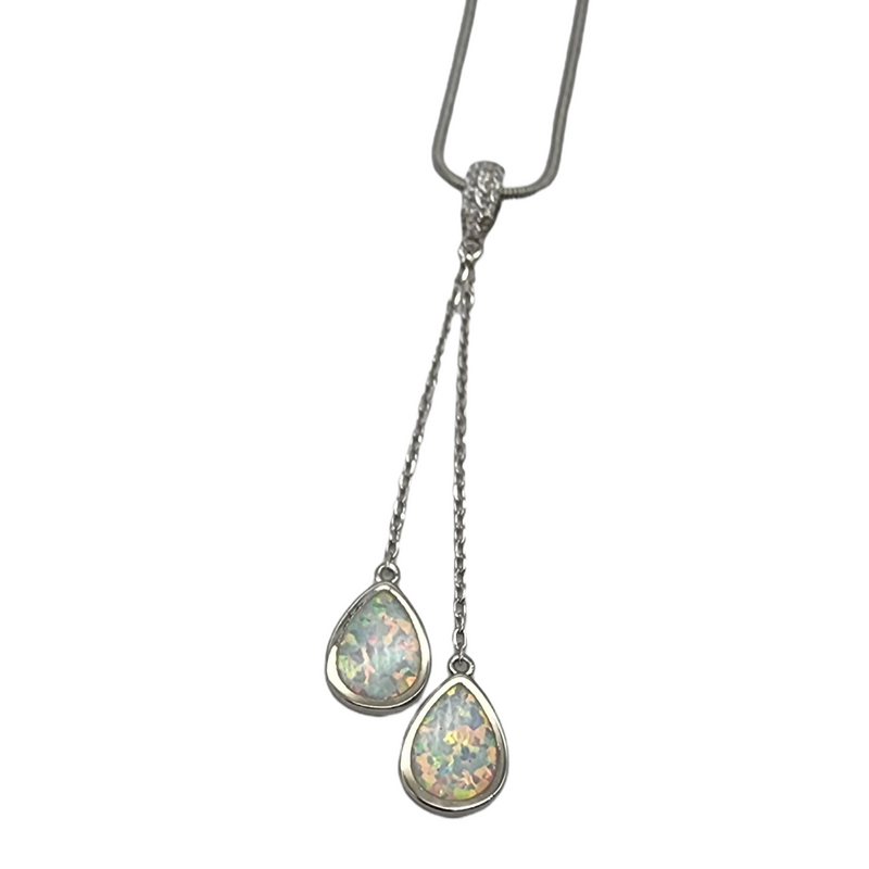 Opal Drop Dangle Necklace