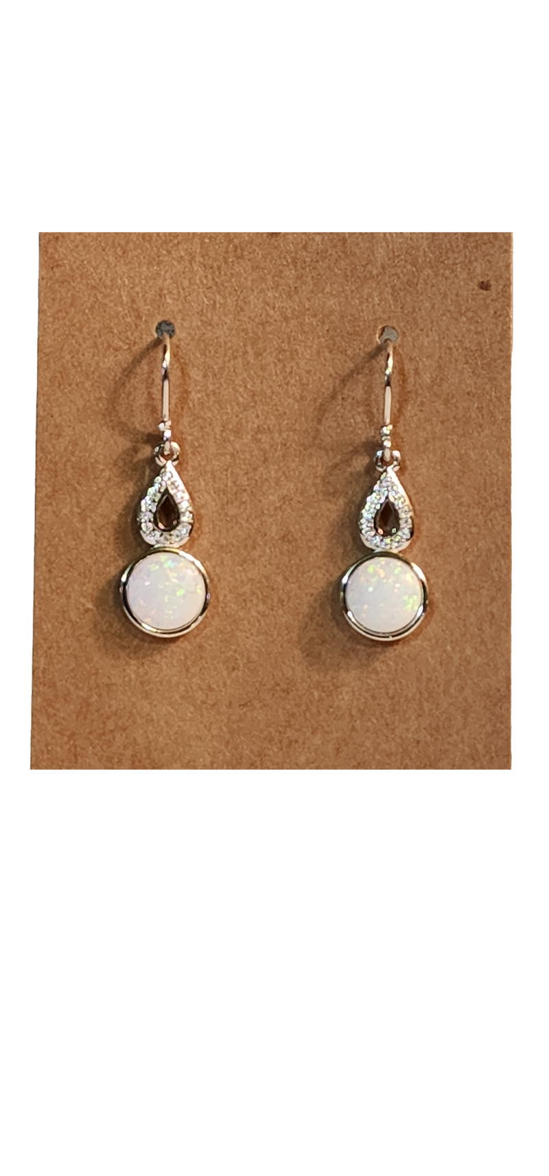 White Opal and CZ Earrings