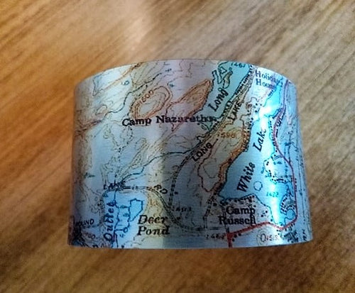 White Lake Map Cuff Bracelet