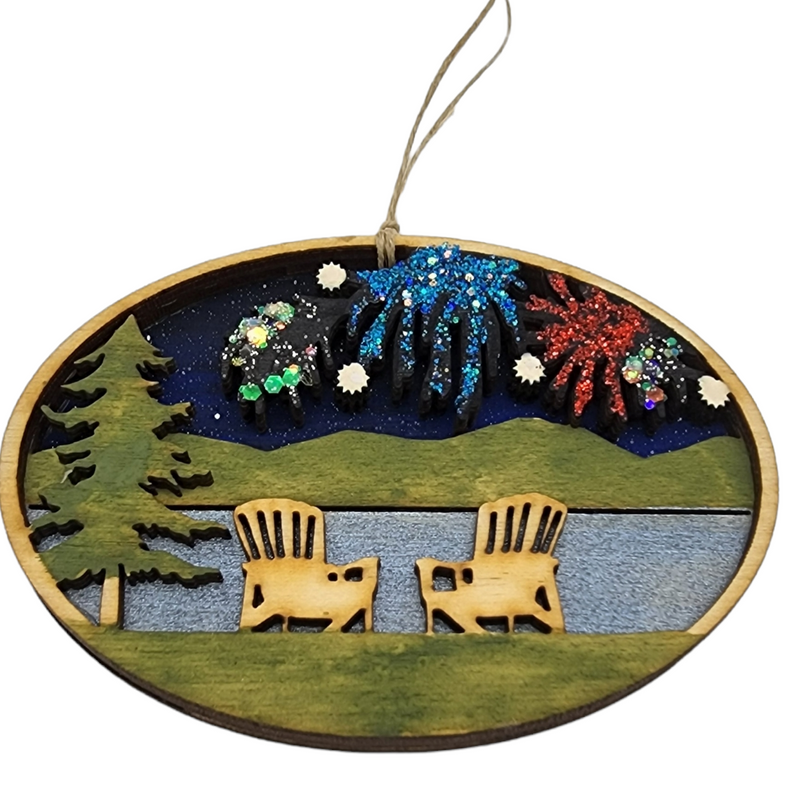 Fireworks by the Lake Ornament